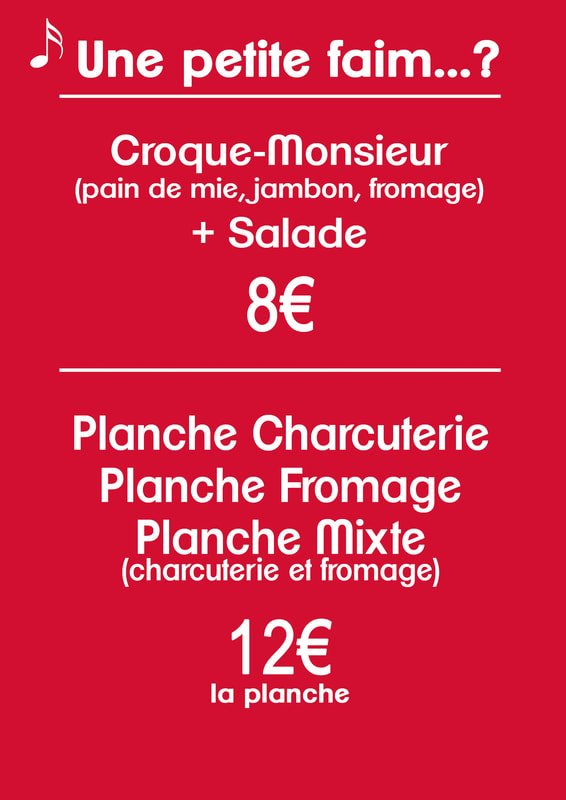Menu soirée concert