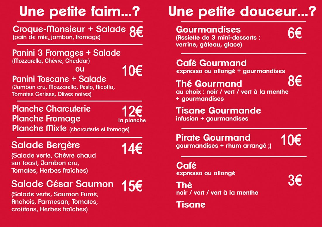 Menu soirée café-théâtre (septembre 2025)